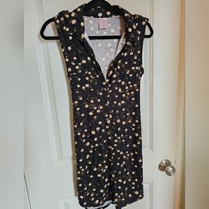 No Boundaries Black & White Floral Button Up Midi Dress Size Medium